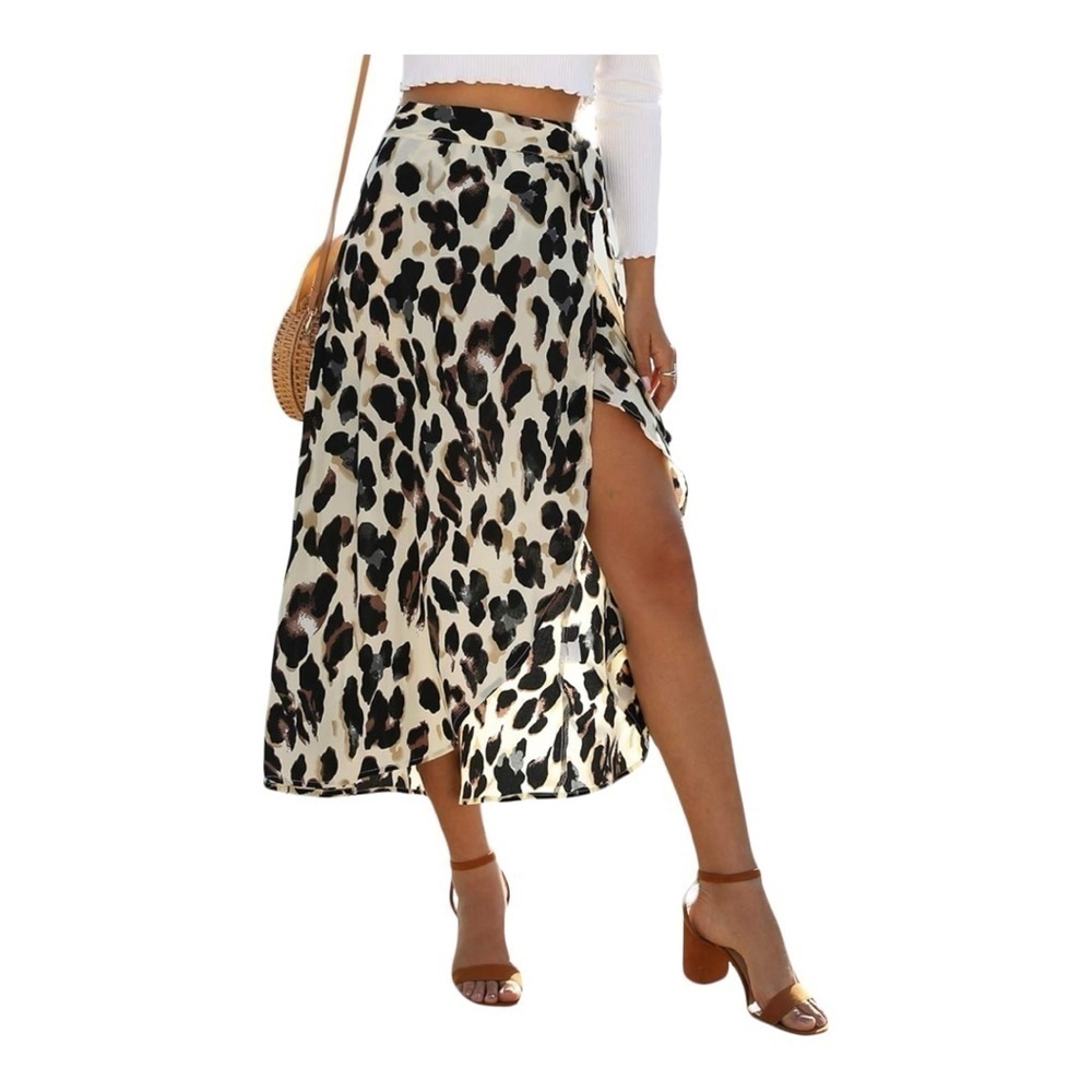 Newchoice medium Boho Leopard Skirt High Low Split Beach Wrap Skirts​​​​​​​